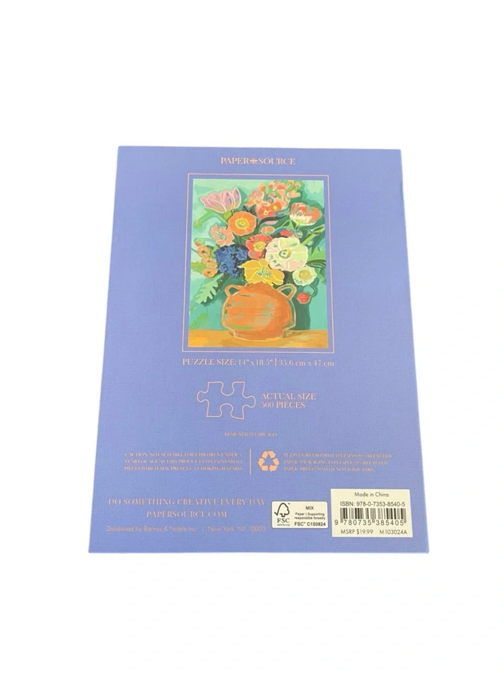 Paper Source 500 Piece Jigsaw Puzzle Floral Still Life Art Lavender Box NEW